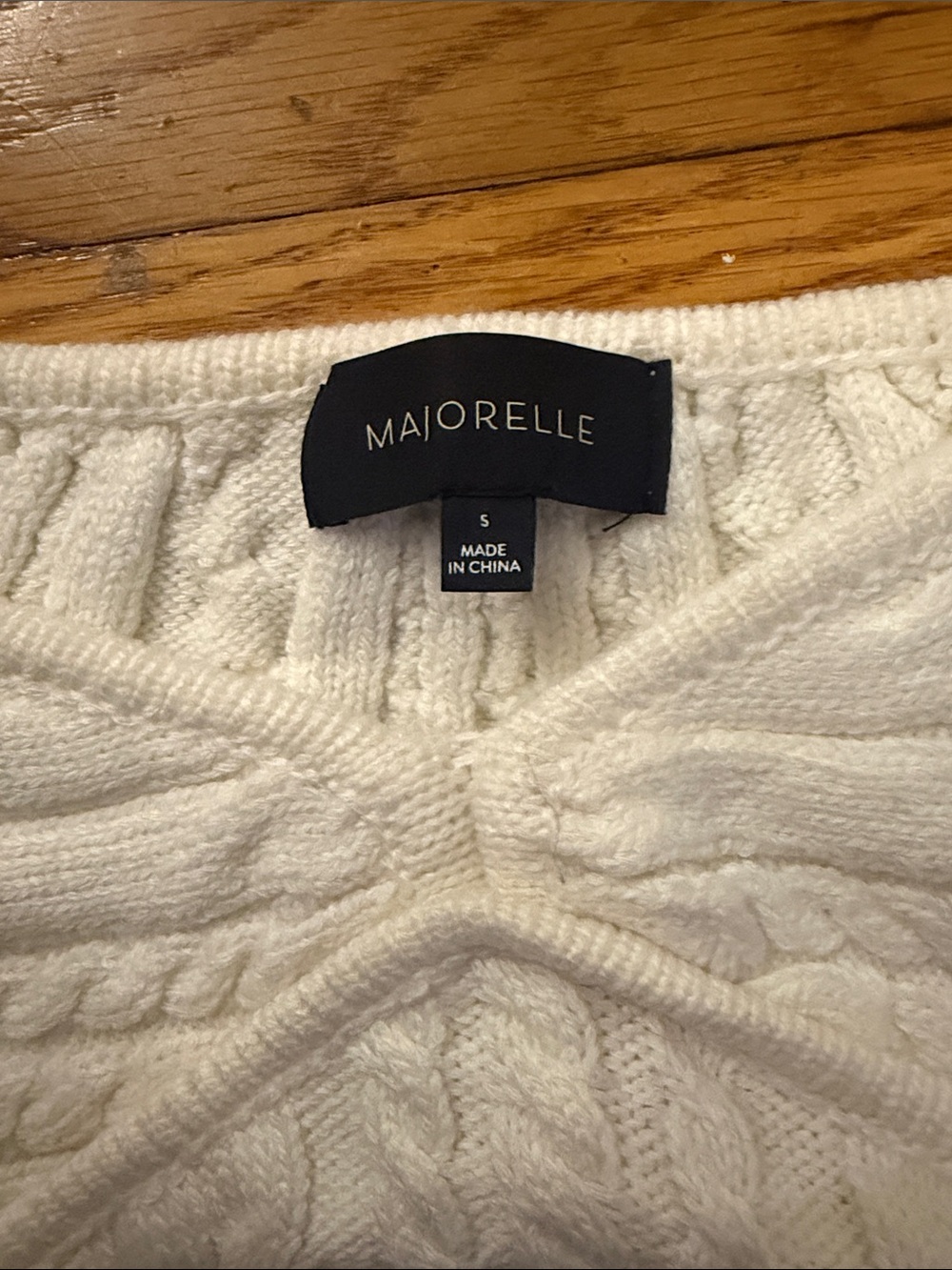 MAJORELLE Ivory Off-the-Shoulder Cable Knit Sweater - Picture 4 of 4
